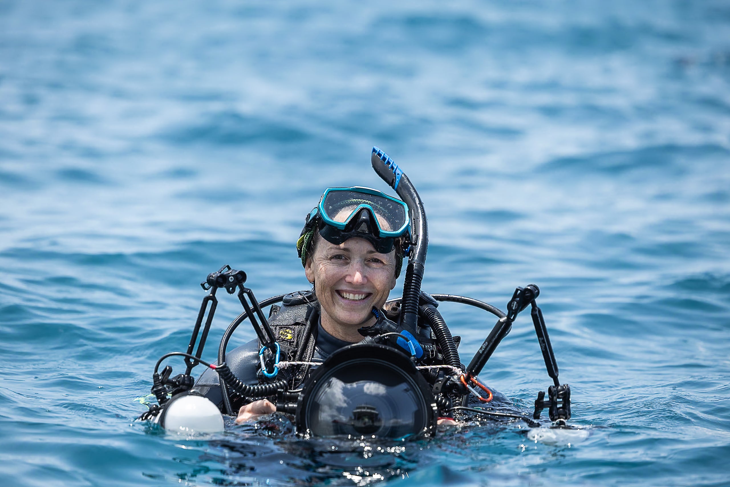 photo of brooke miles with underwater photo housing