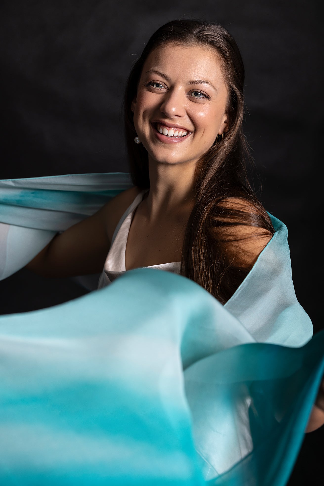 Woman wearing Silk Sarong Comet Print