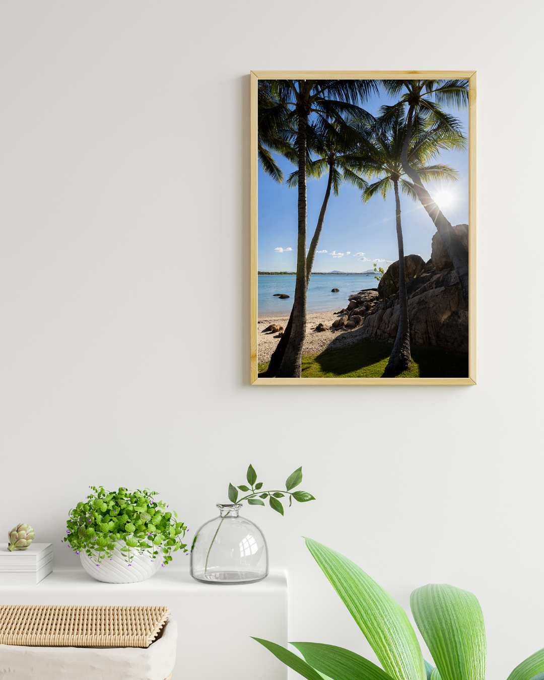 Golden Tropics - Palm Tree Beach Print