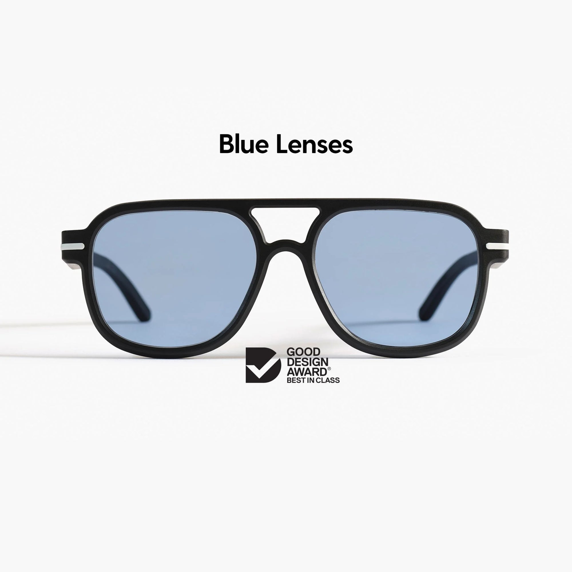 Good Citizens Newport Sunglasses Black with Blue Lens 100% Recycled Customisable