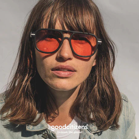 Good Citizens Newport Sunglasses Black Red 100% Recycled Customisable