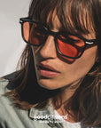 Good Citizens Palm Beach Sunglasses Black with Red Lens 100% Recycled Customisable