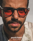 Good Citizens Palm Beach Sunglasses Black with Red Lens 100% Recycled Customisable