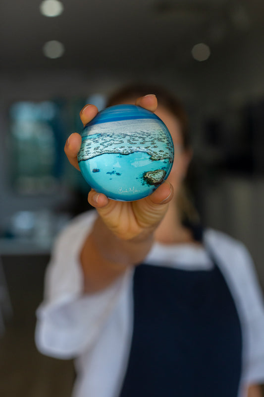 Glass Dome Blue Heart 2