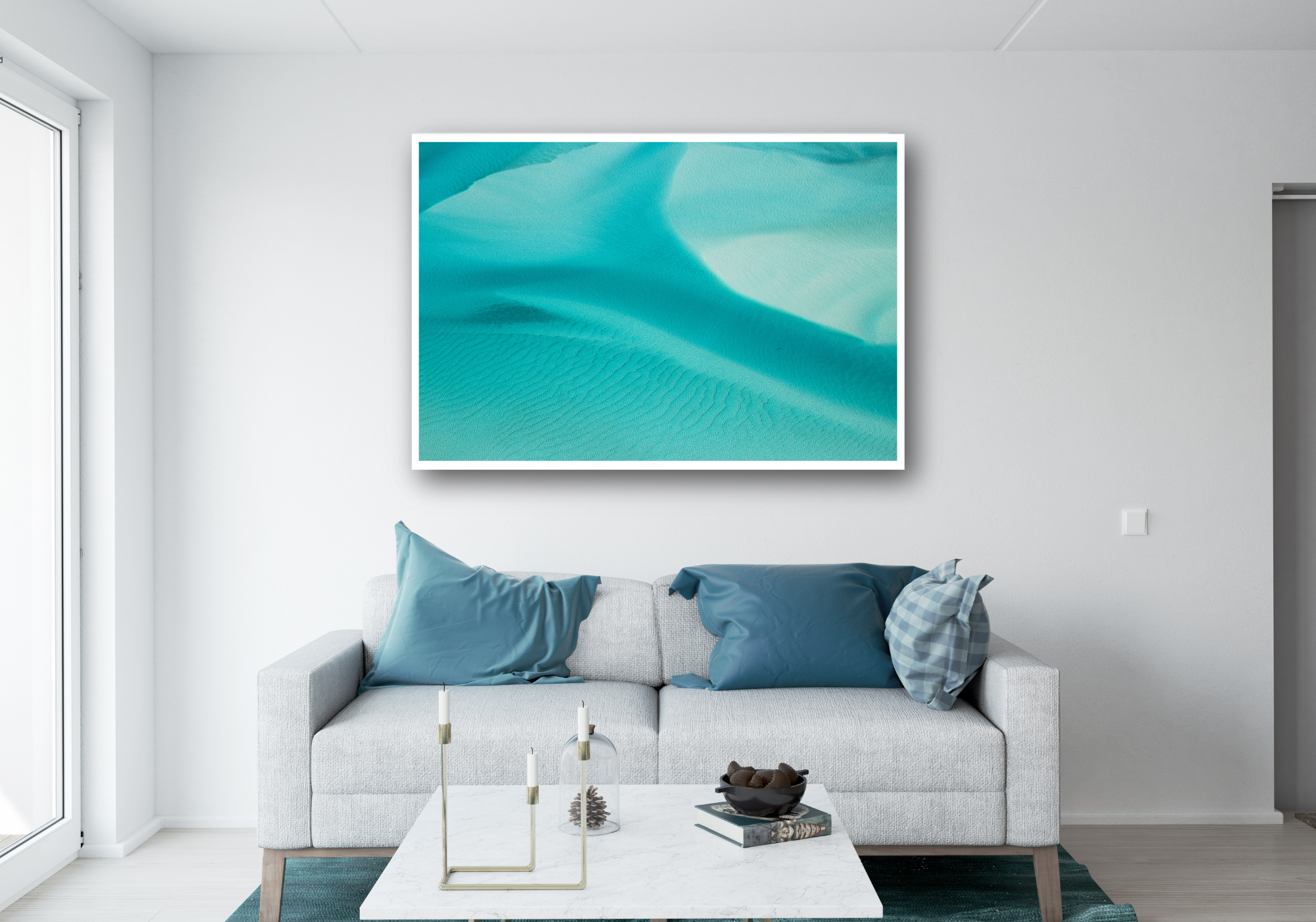 close up ripple of turquise waters amongst white sand