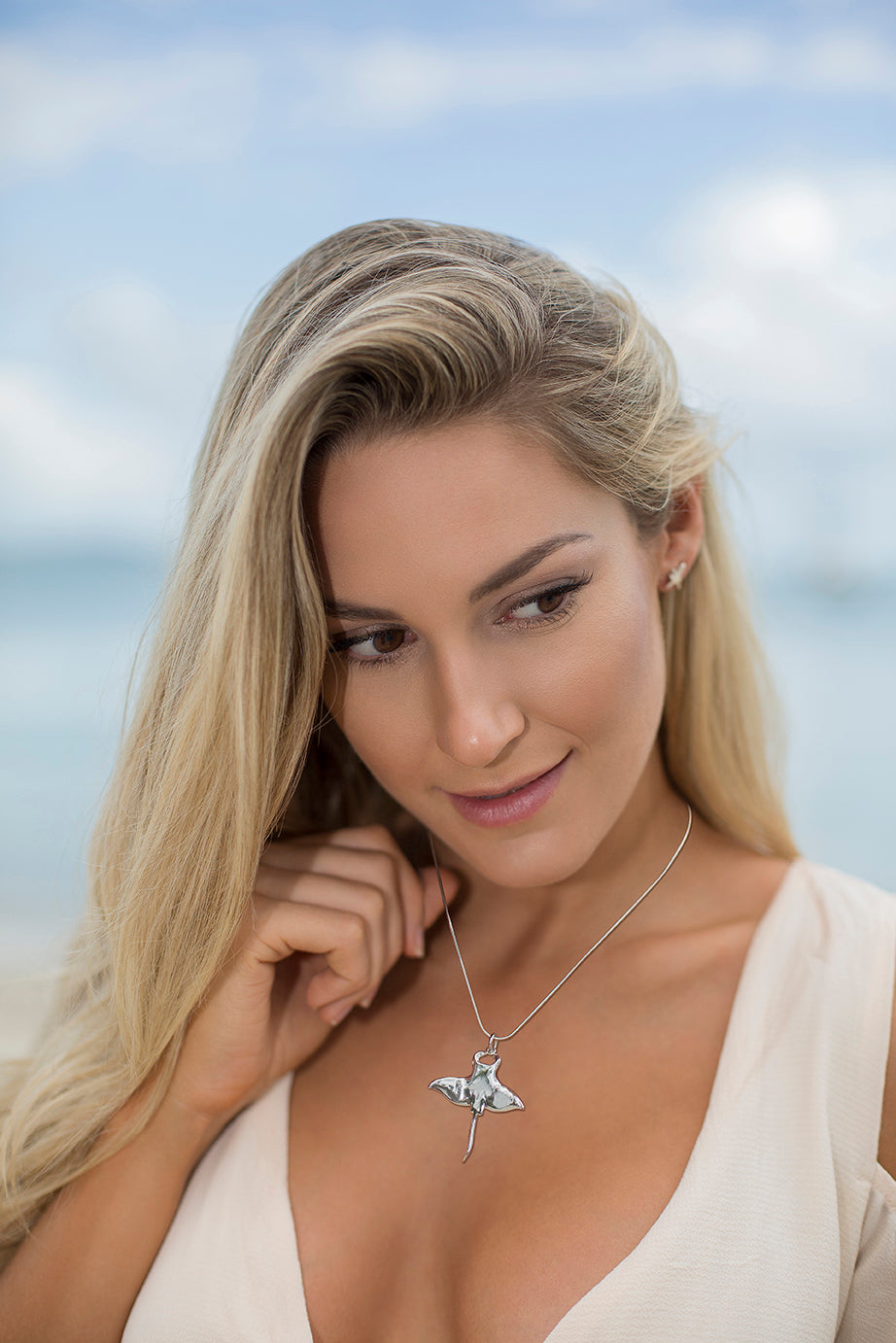 Large Manta Ray Sterling Silver Pendant Wholesale Girl