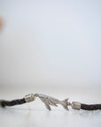 Whale Bracelet - Leather + Silver