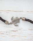 Turtle Bracelet - Leather + Silver