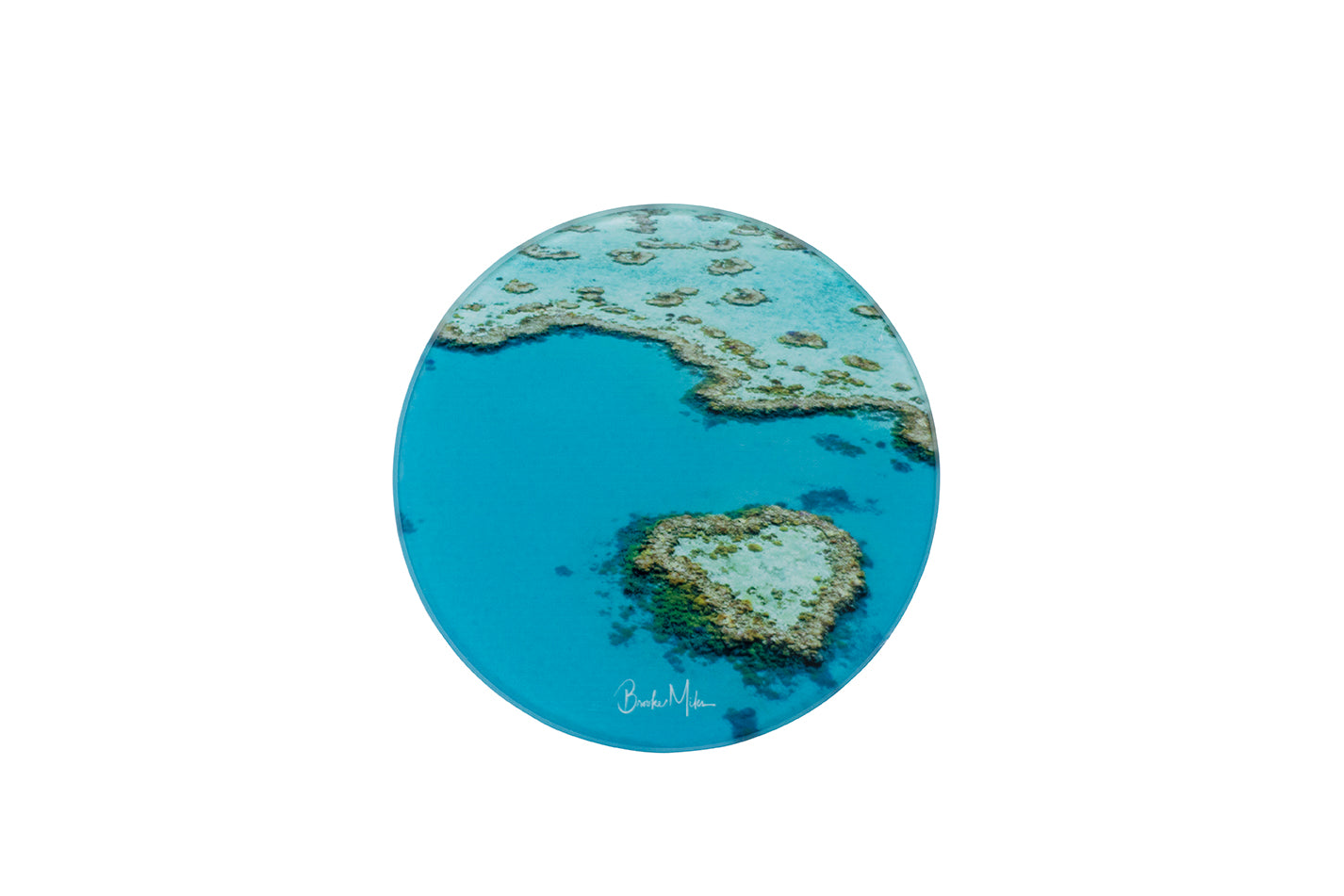 Round Glass Photo Coaster Coral Heart Wholesale