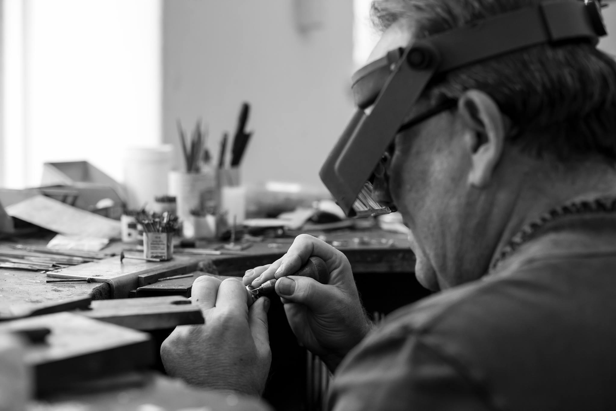 jeweller working at his workbench