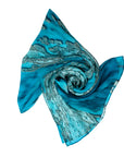 Silk Scarf Coral Veins print with Coral reef veins spread across green, blue, aqua, turquise coloured water