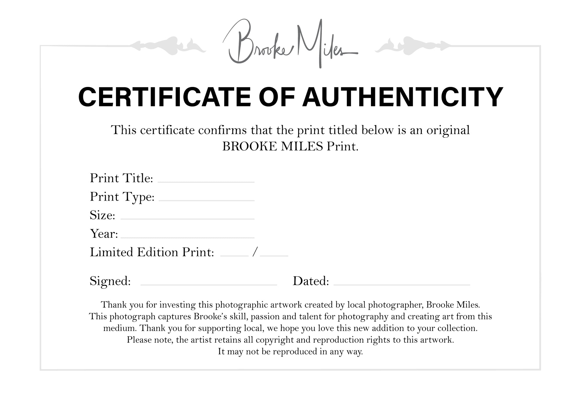 limited edition certificate 