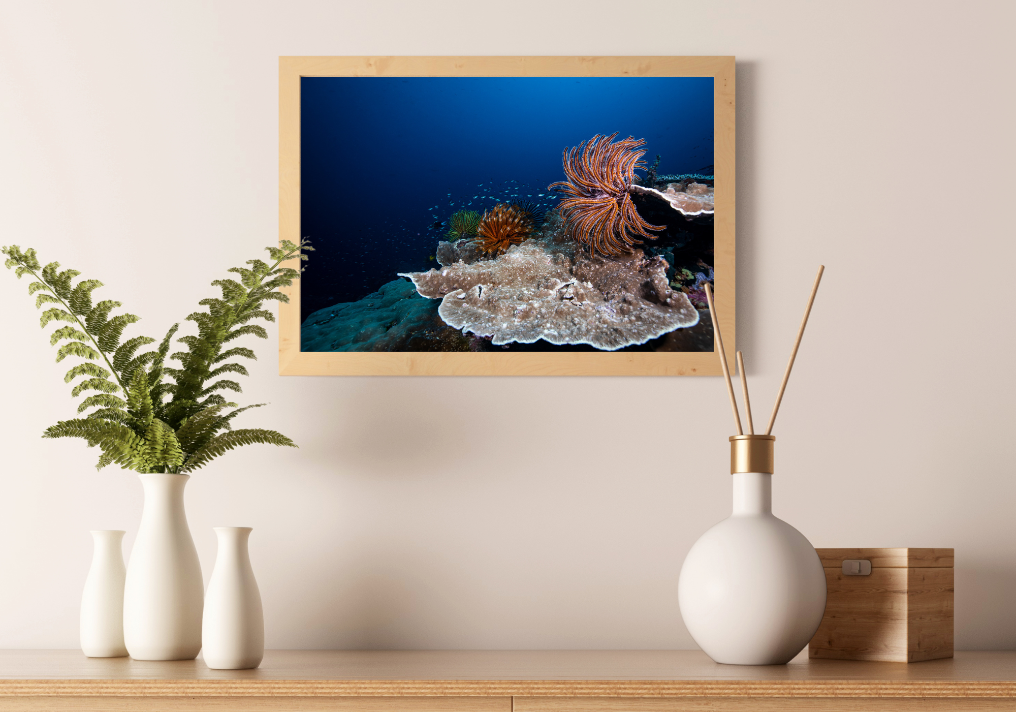 feather star coral underwater photo print