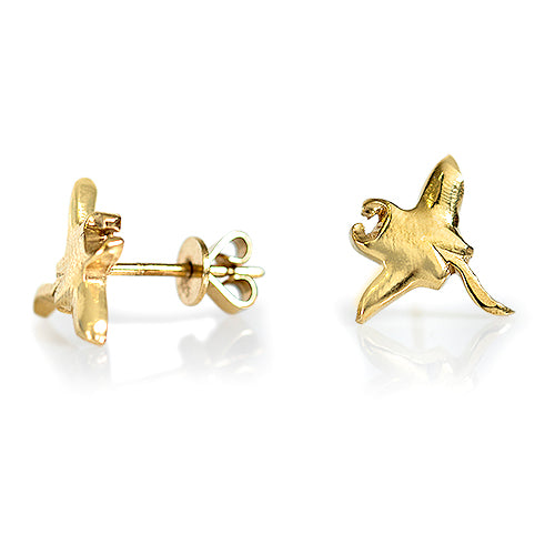 Manta Ray Earrings Gold Plated  side