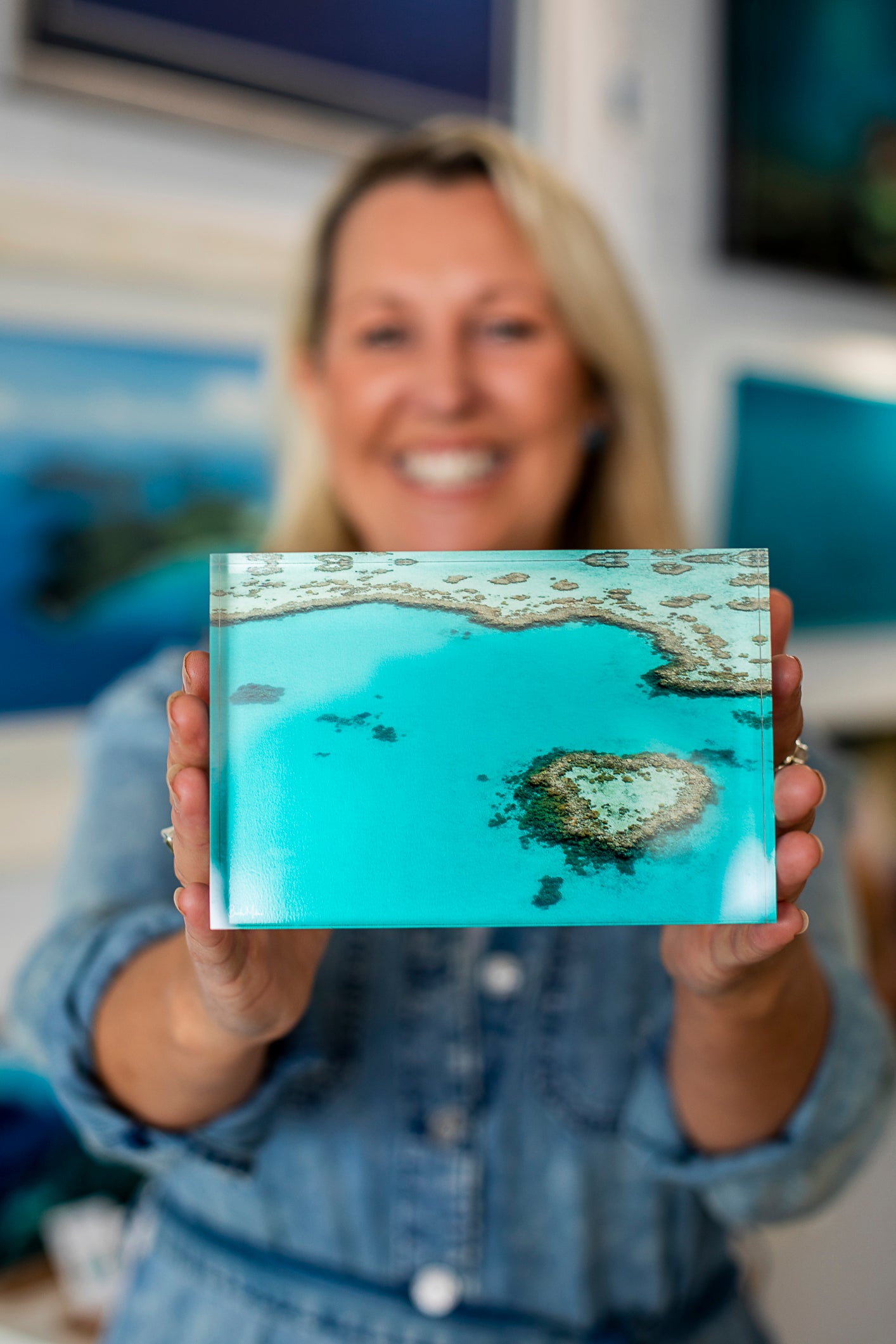 Acrylic Photo Block - &#39;Coral Heart&#39;