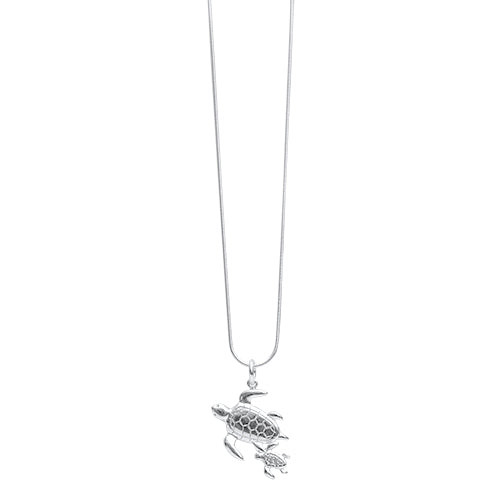 Mum &amp; Baby Turtle Pendant  - Sterling Silver