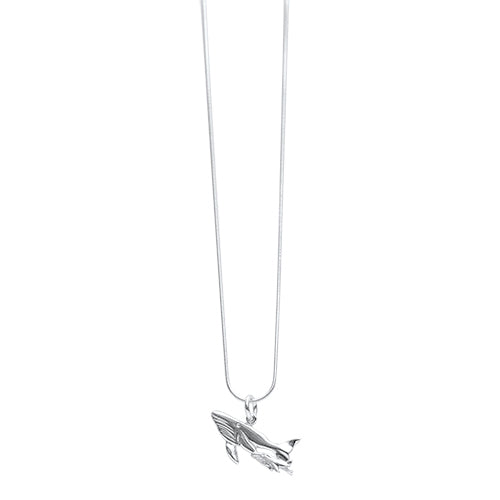 Mum &amp; Baby Whale Pendant  - Sterling Silver