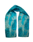 Silk Scarf Coral Veins print with Coral reef veins spread across green, blue, aqua, turquise coloured water