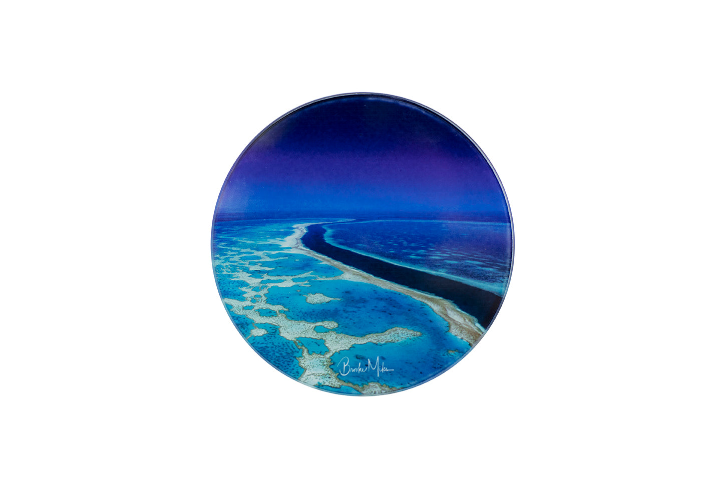 Round Glass Photo Coaster &#39;Reef River&#39;