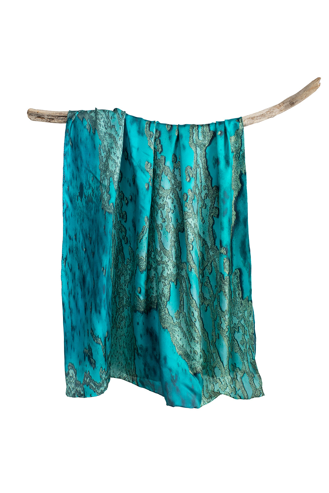 Silk Sarong Coral Veins Print of Coral reef veins spread across green, blue, aqua, turquise coloured water